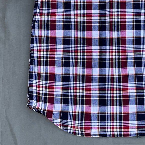 Old Navy Red Multicolor Plaid Button Down Shirt Men Size Large - Picture 10 of 13
